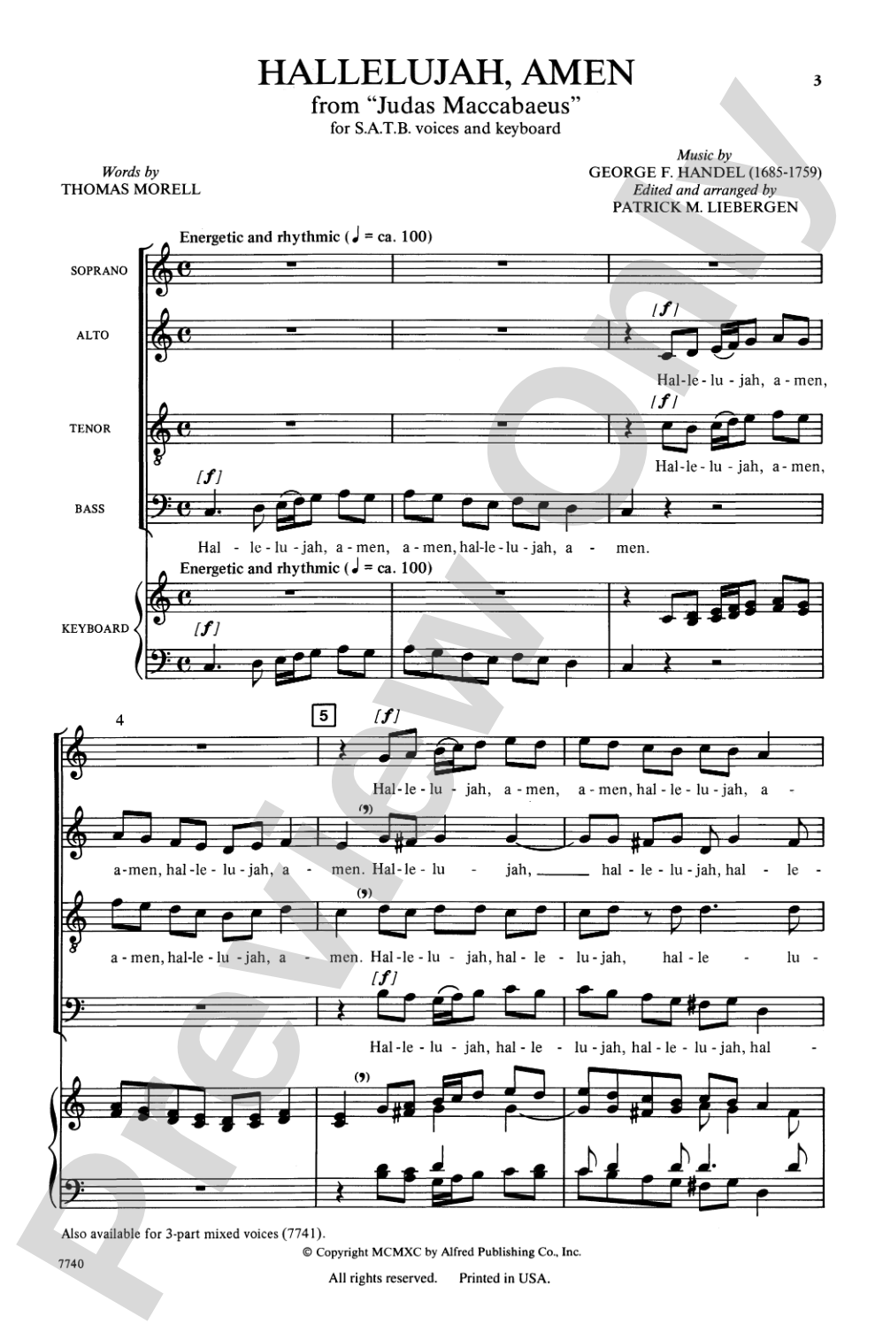 Hallelujah, Amen (from <i>Judas Maccabaeus</i>): SATB Choral Octavo