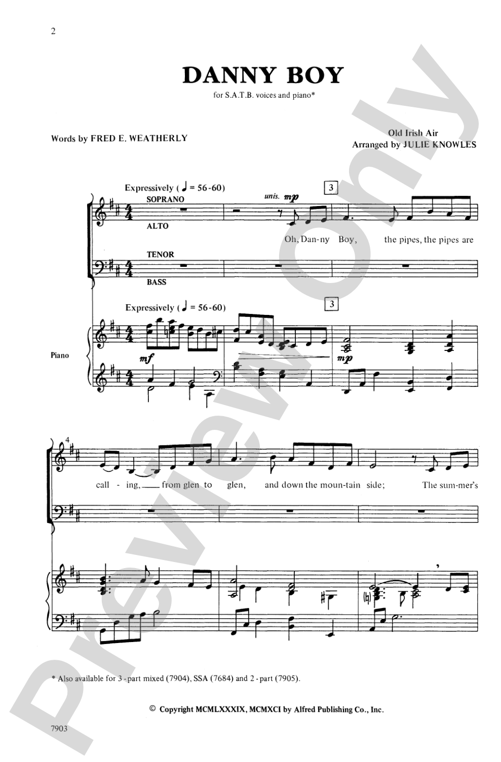Danny Boy: SATB Choral Octavo