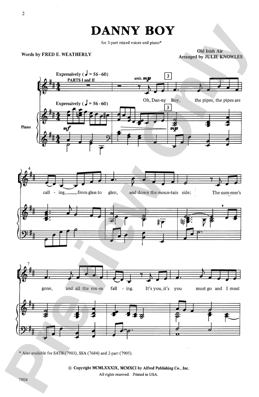Danny Boy: 3-Part Mixed Choral Octavo