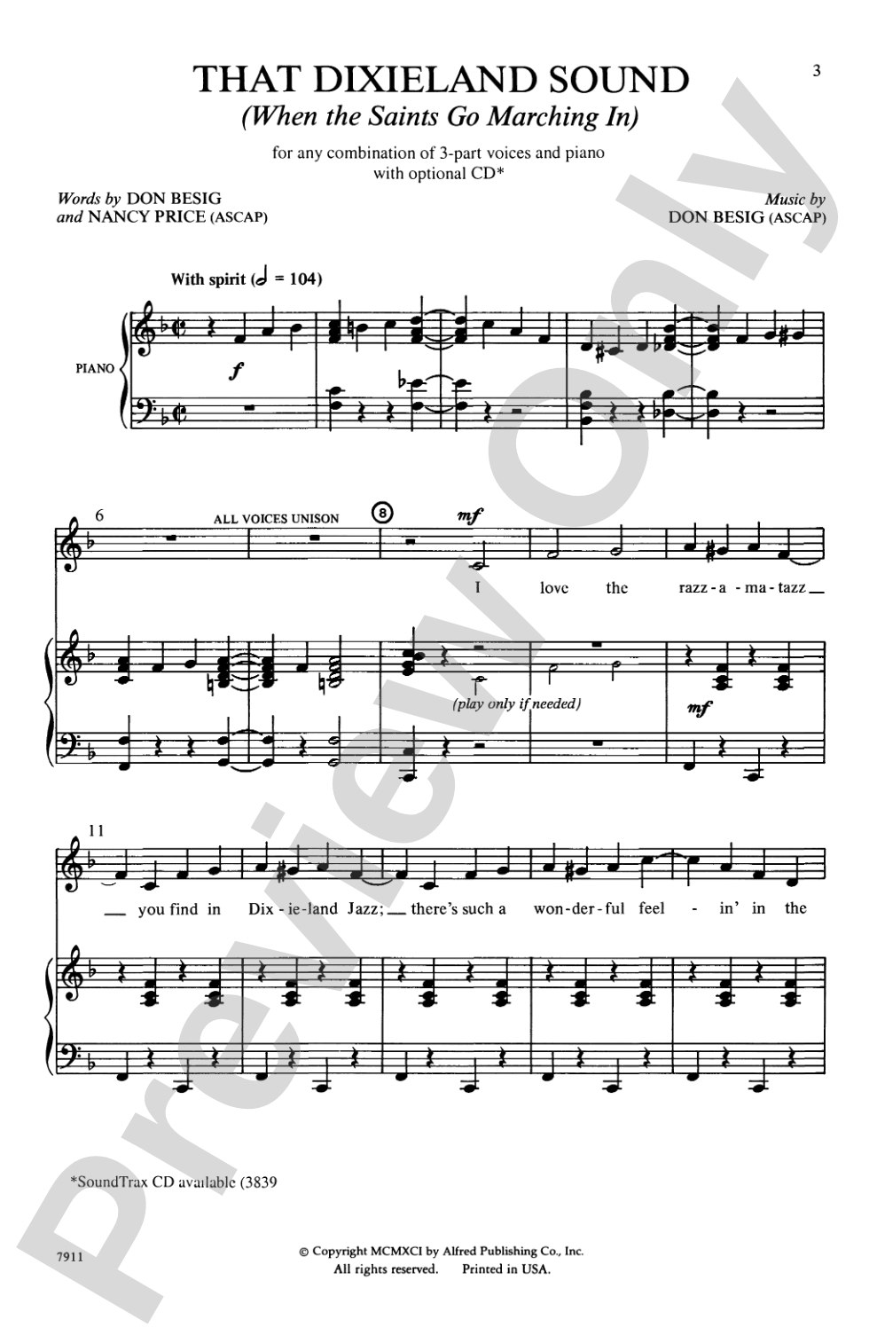 That Dixieland Sound (When the Saints Go Marching): 3-Part (any combination) Choral Octavo