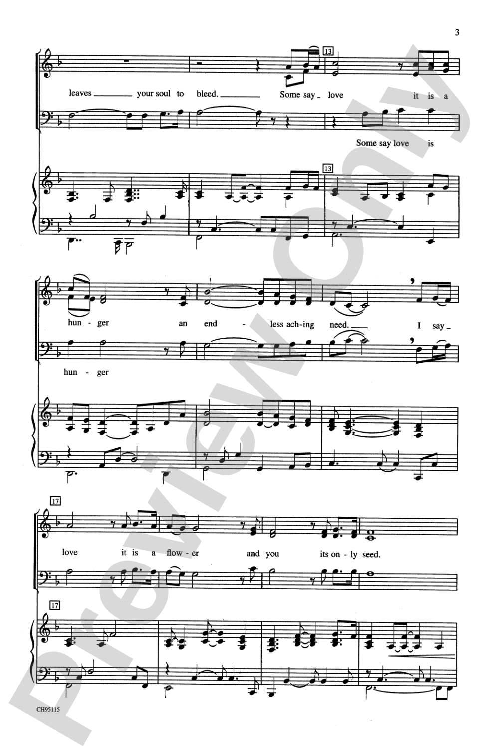 The Rose: 3-Part Mixed Choral Octavo