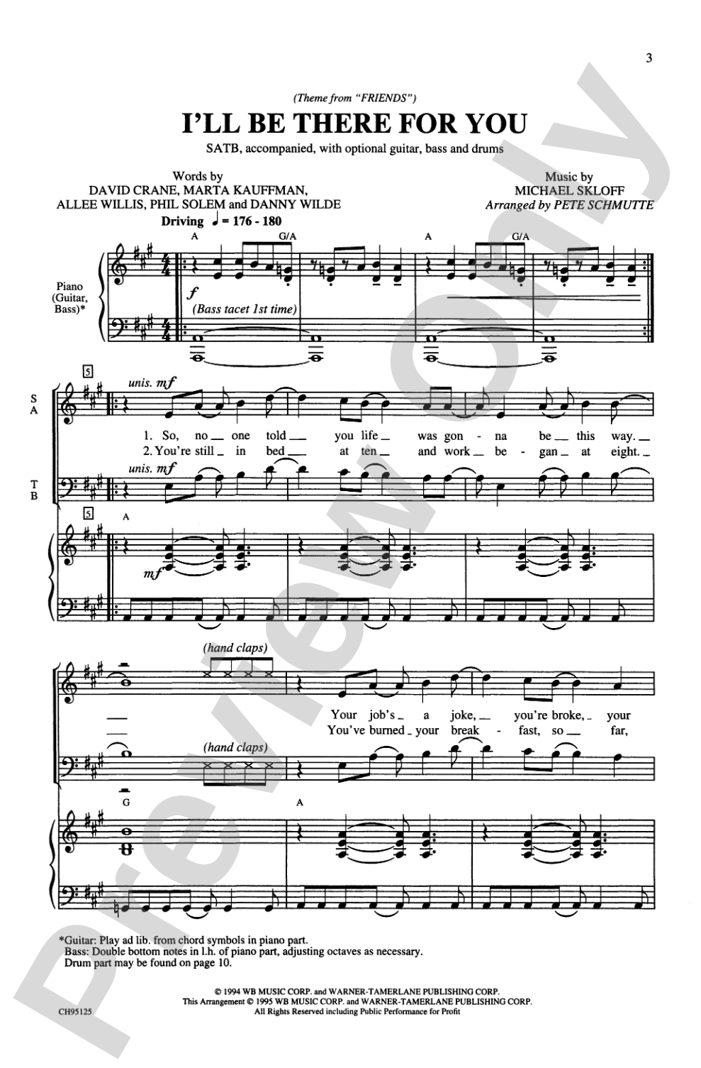 I'll Be There for You (Theme from "Friends"): SATB Choral Octavo