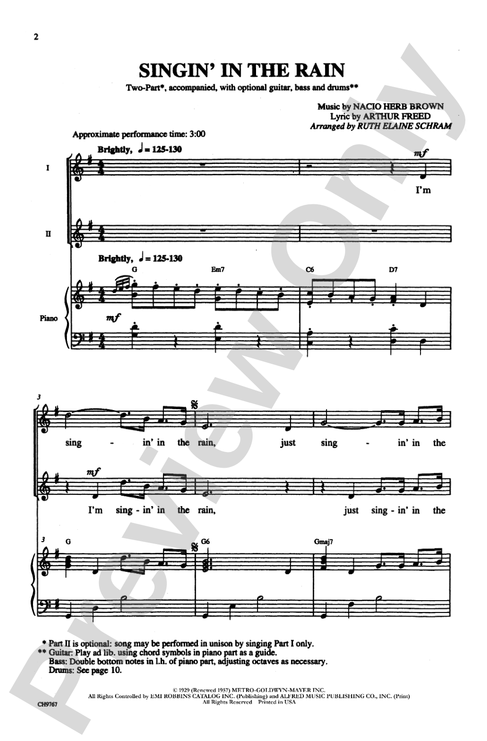 Singin' in the Rain: 2-Part Choral Octavo