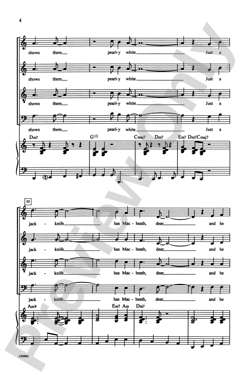 Mack the Knife: SATB Choral Octavo
