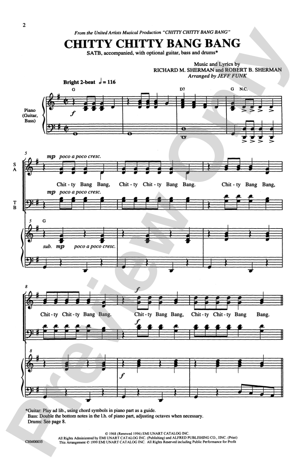 Chitty Chitty Bang Bang (from <I>Chitty Chitty Bang Bang</I>): SATB Choral Octavo