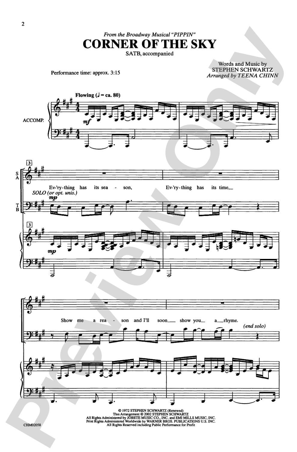 Corner of the Sky: SATB Choral Octavo