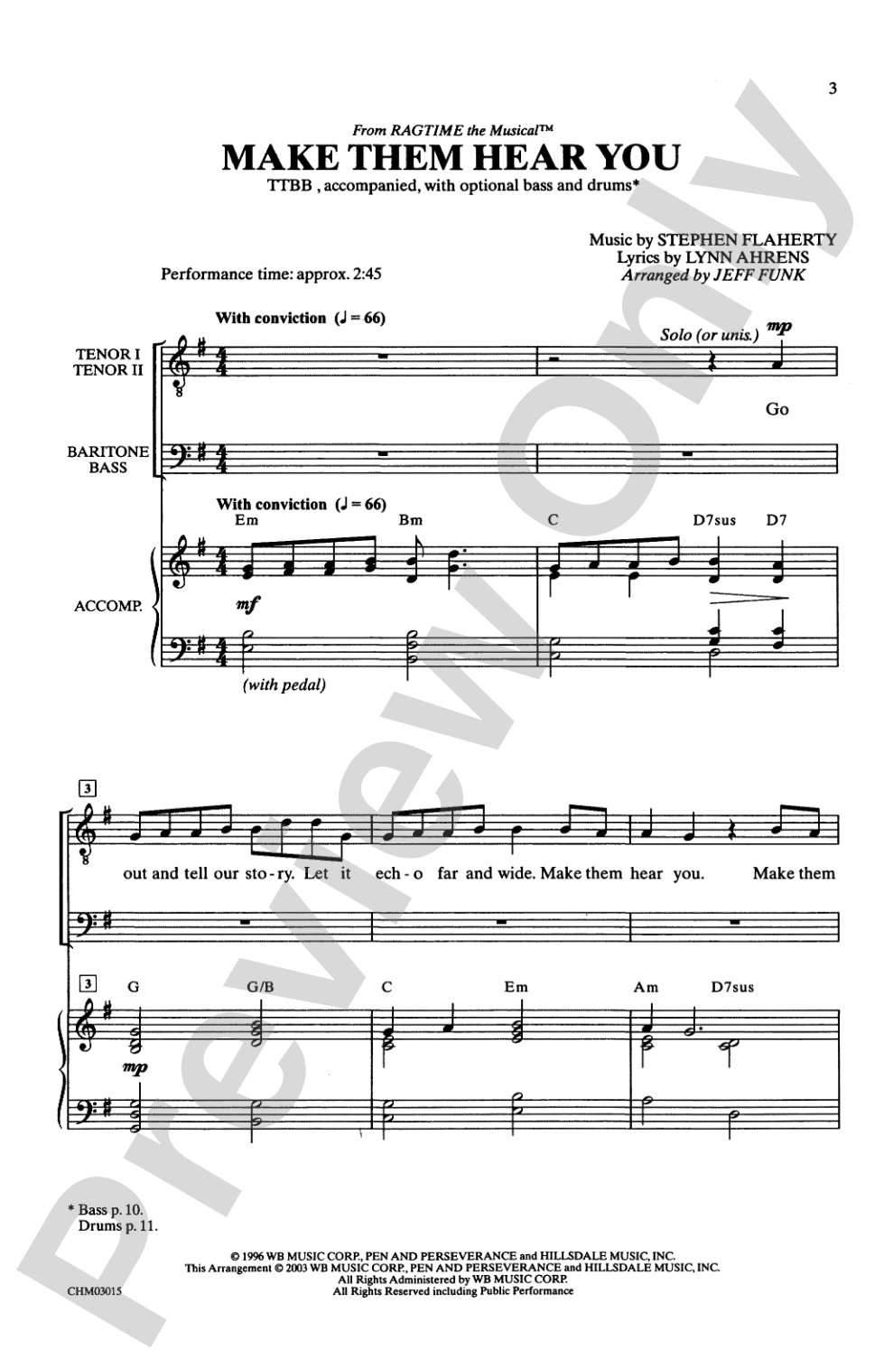 Make Them Hear You (from <I>Ragtime</I>): TTBB Choral Octavo