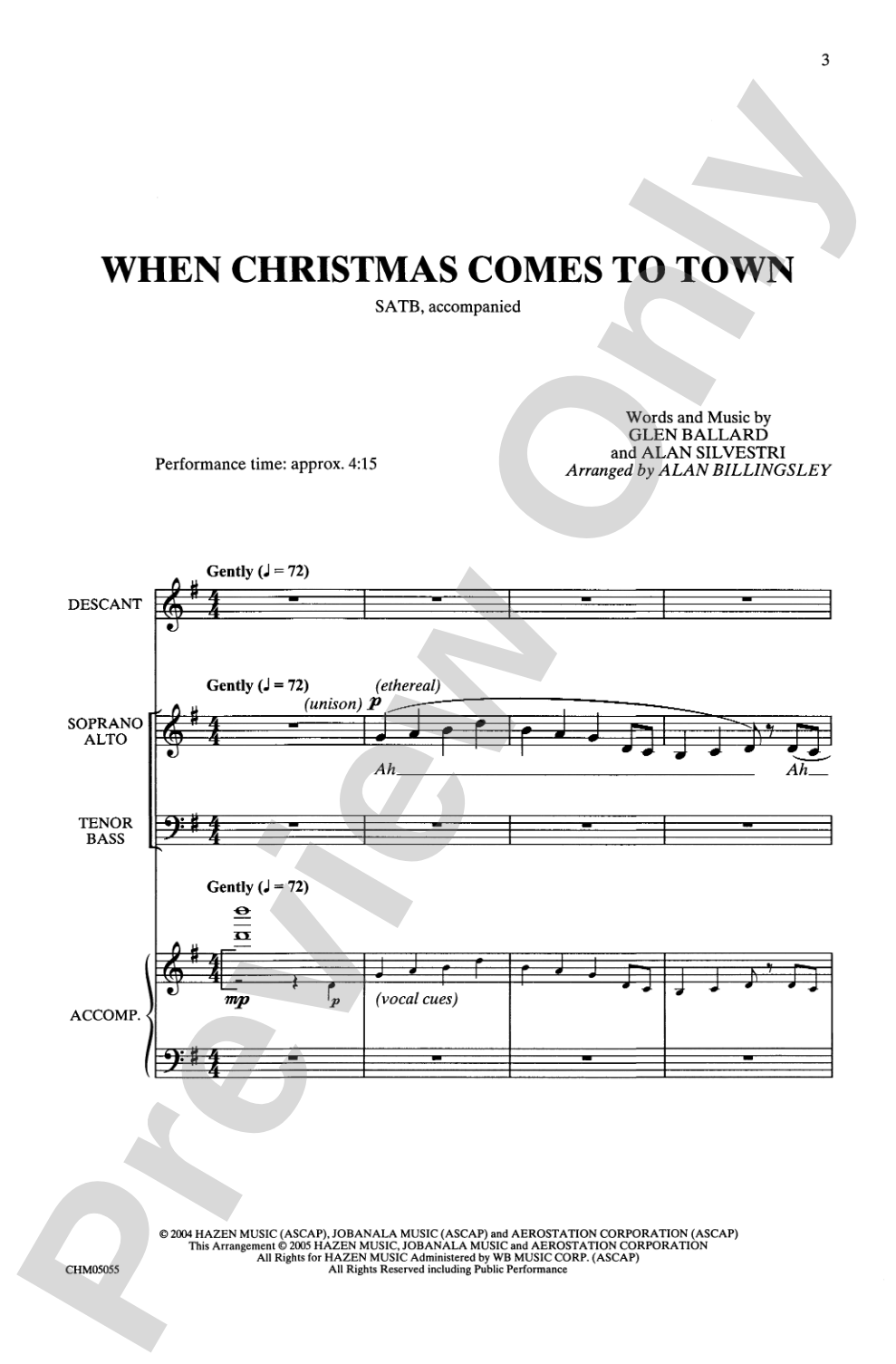 When Christmas Comes to Town (from <I>The Polar Express</I>): SATB Choral Octavo