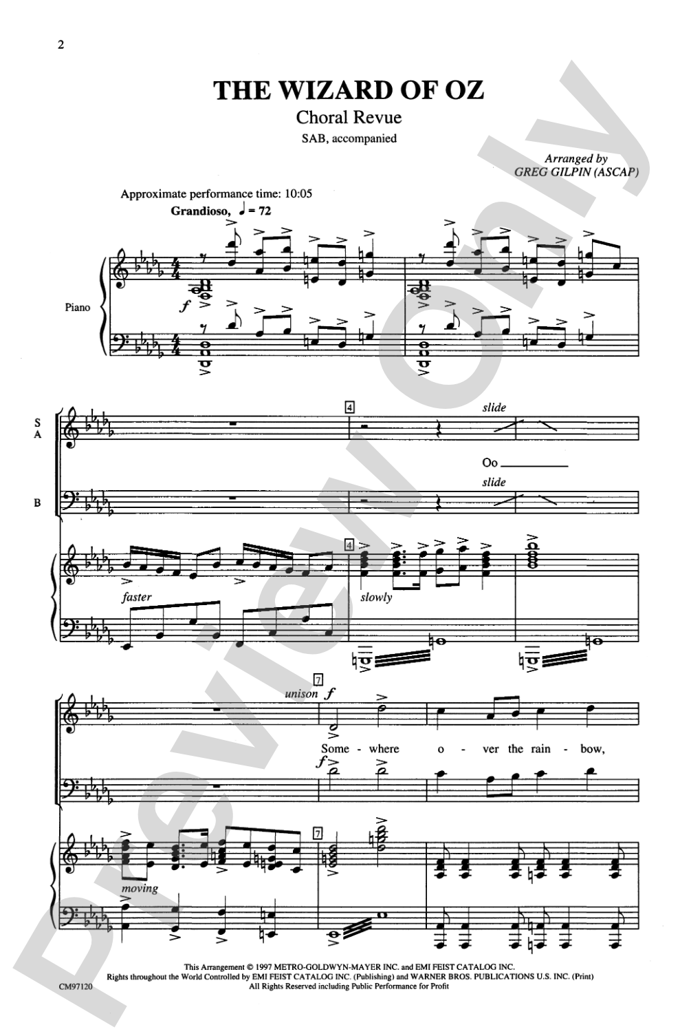 The Wizard of Oz -- Choral Revue: SAB Choral Octavo