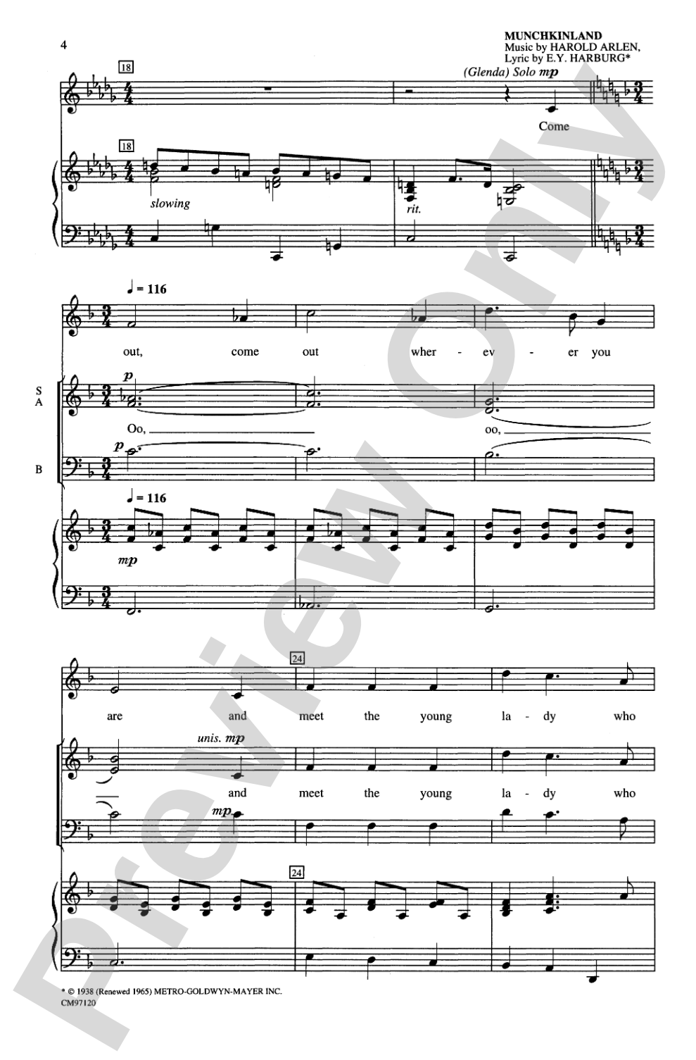 The Wizard of Oz -- Choral Revue: SAB Choral Octavo