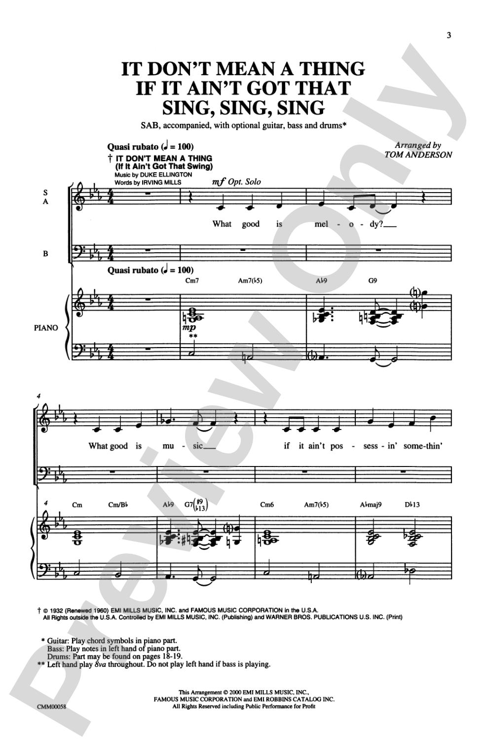 It Don't Mean a Thing If It Ain't Got That Sing, Sing, Sing: SAB Choral Octavo