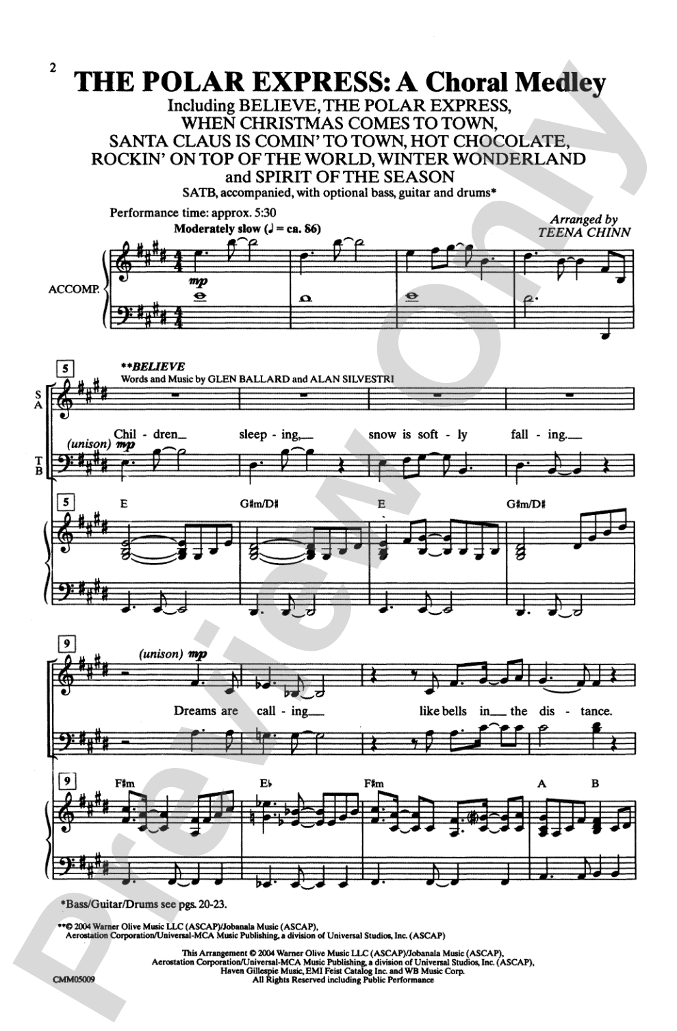 The Polar Express: A Choral Medley: SATB Choral Octavo