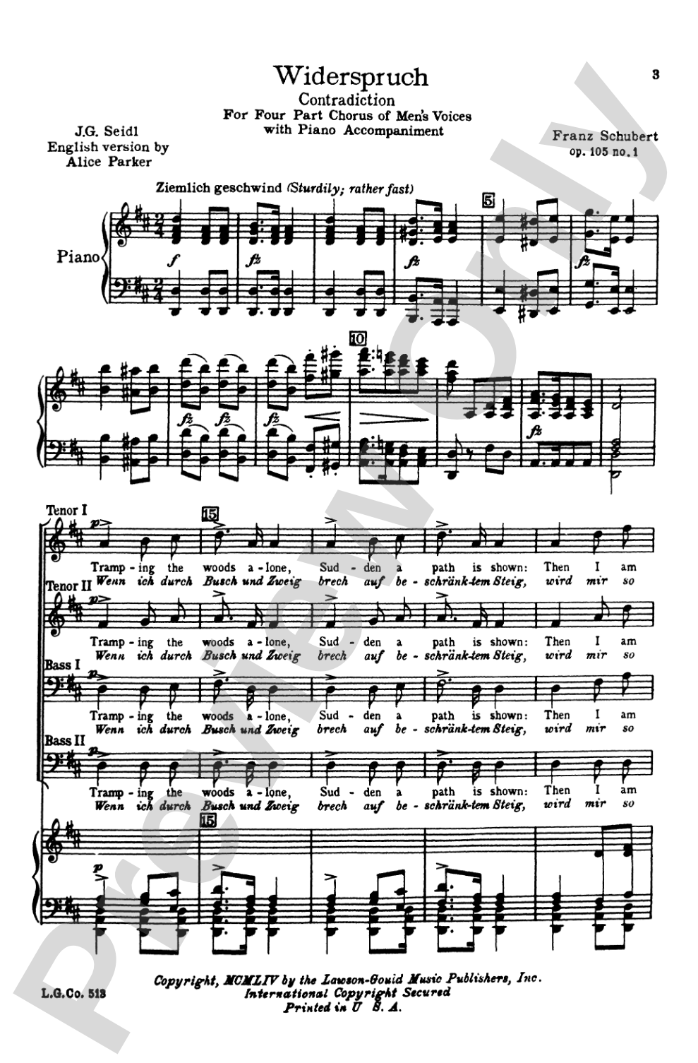 Widerspruch (Contradiction): TTBB Choral Octavo