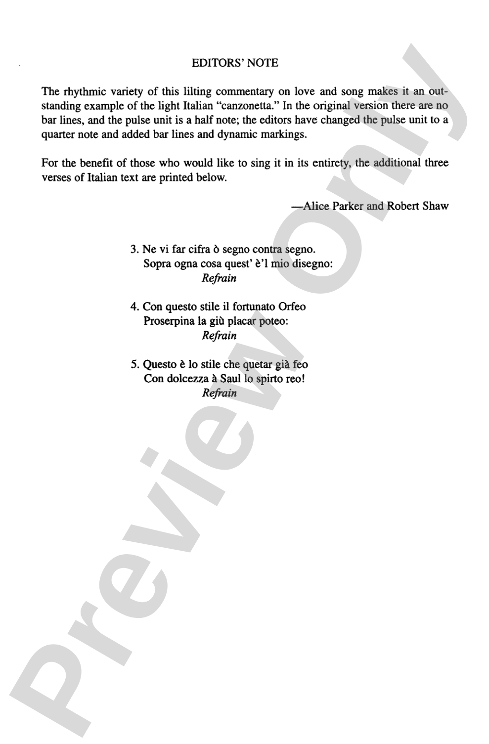 Fa Una Canzona (Sing Me a Song): SATB Choral Octavo