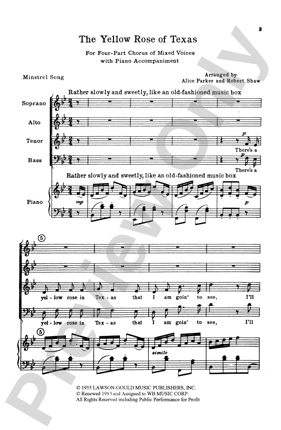 The Yellow Rose of Texas: SATB Choral Octavo