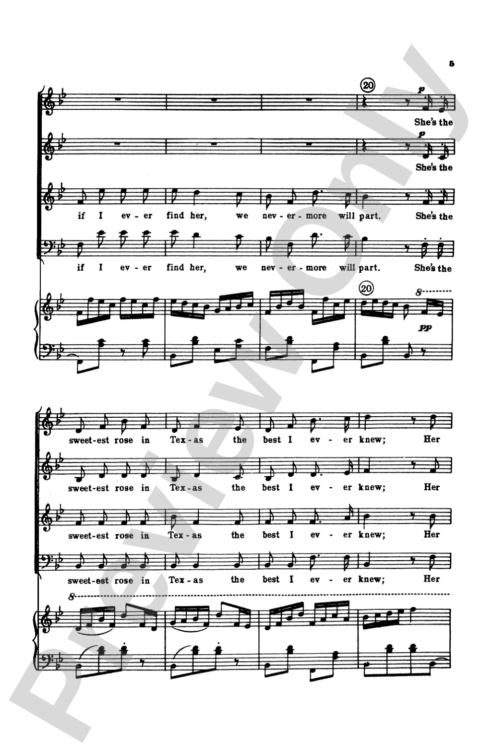 The Yellow Rose of Texas: SATB Choral Octavo