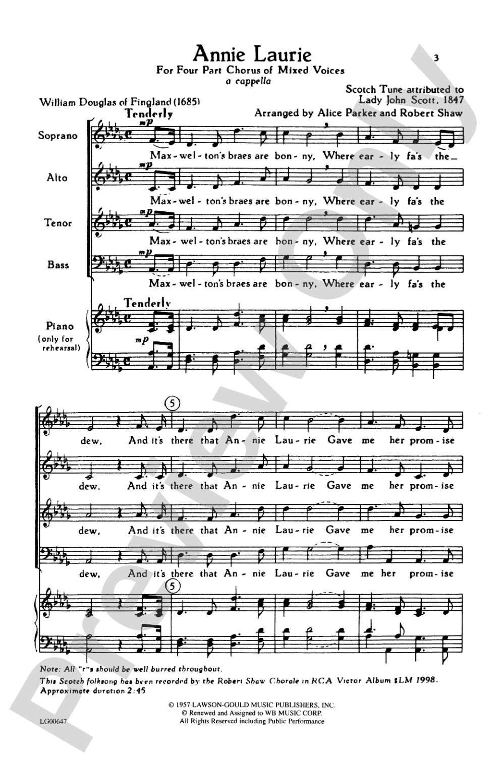 Annie Laurie: SATB Choral Octavo