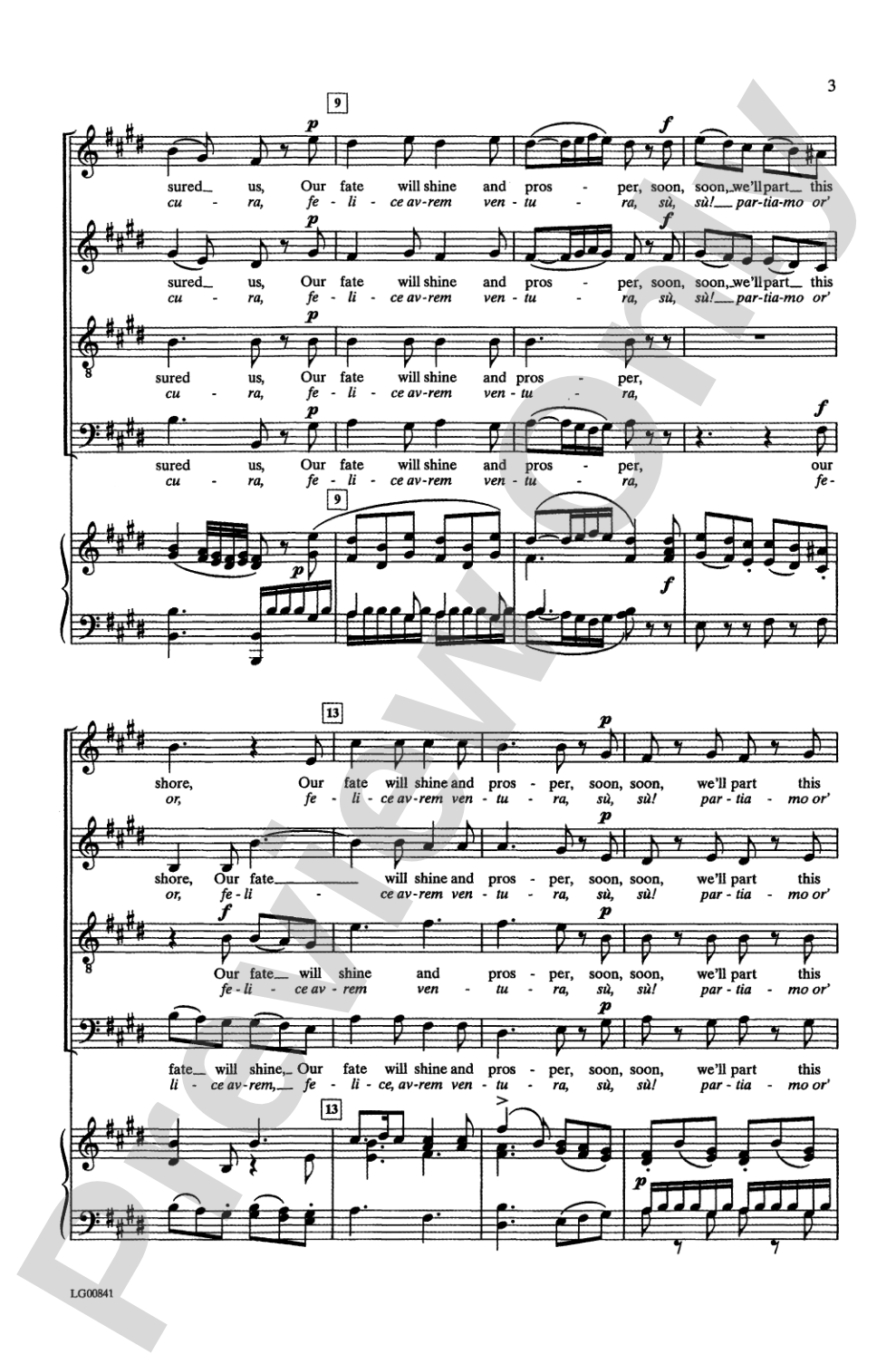 Placido e il mar (Calm Is the Sea): SATB Choral Octavo
