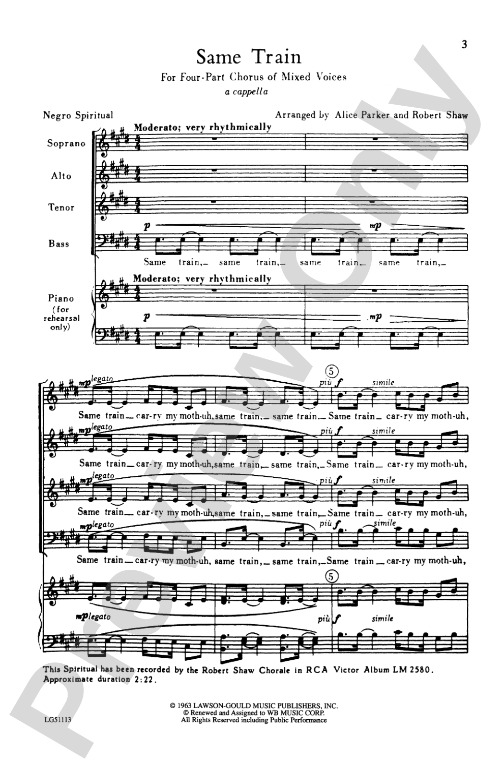 Same Train: SATB Choral Octavo