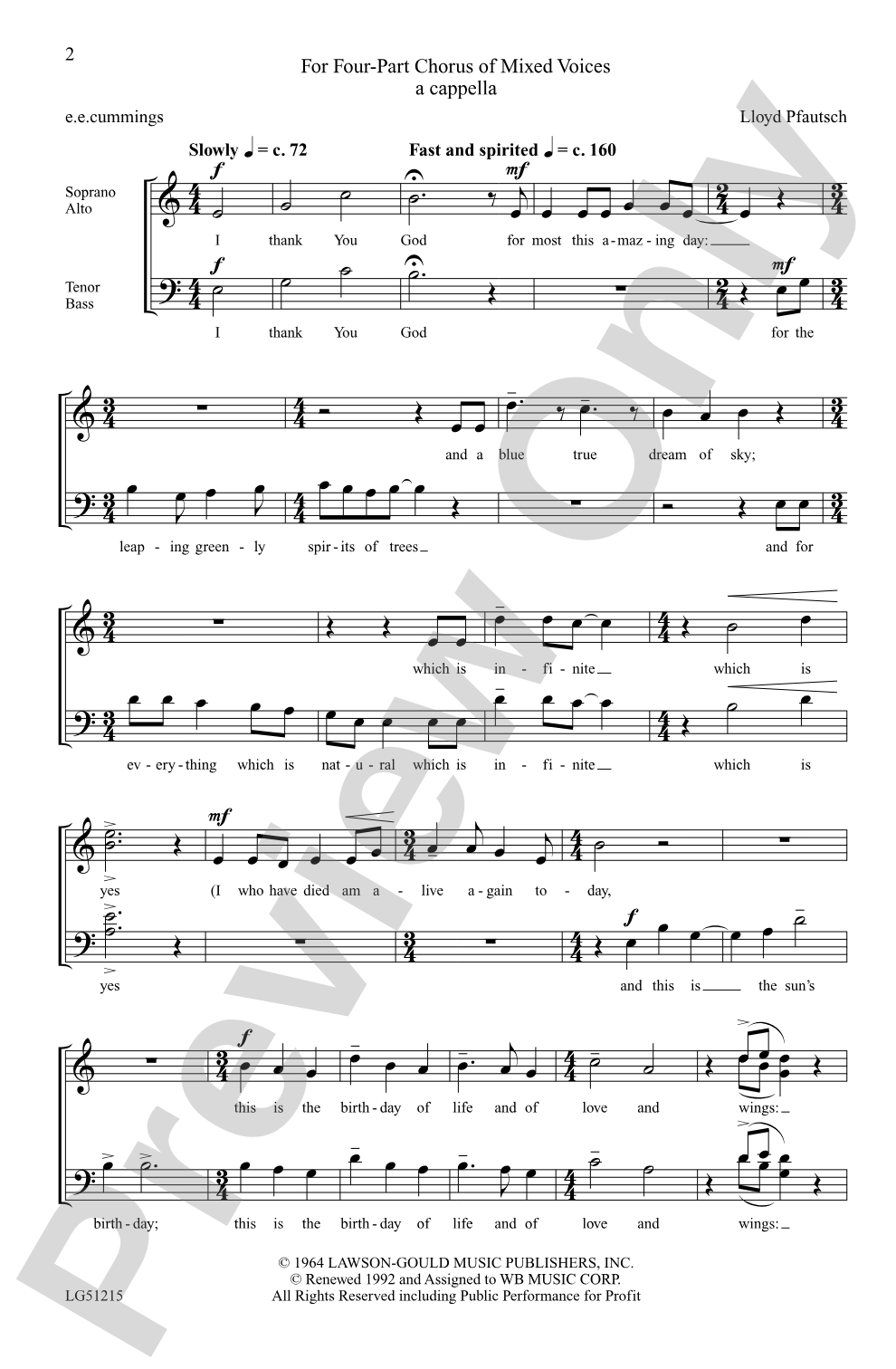 I Thank You God: SATB Choral Octavo