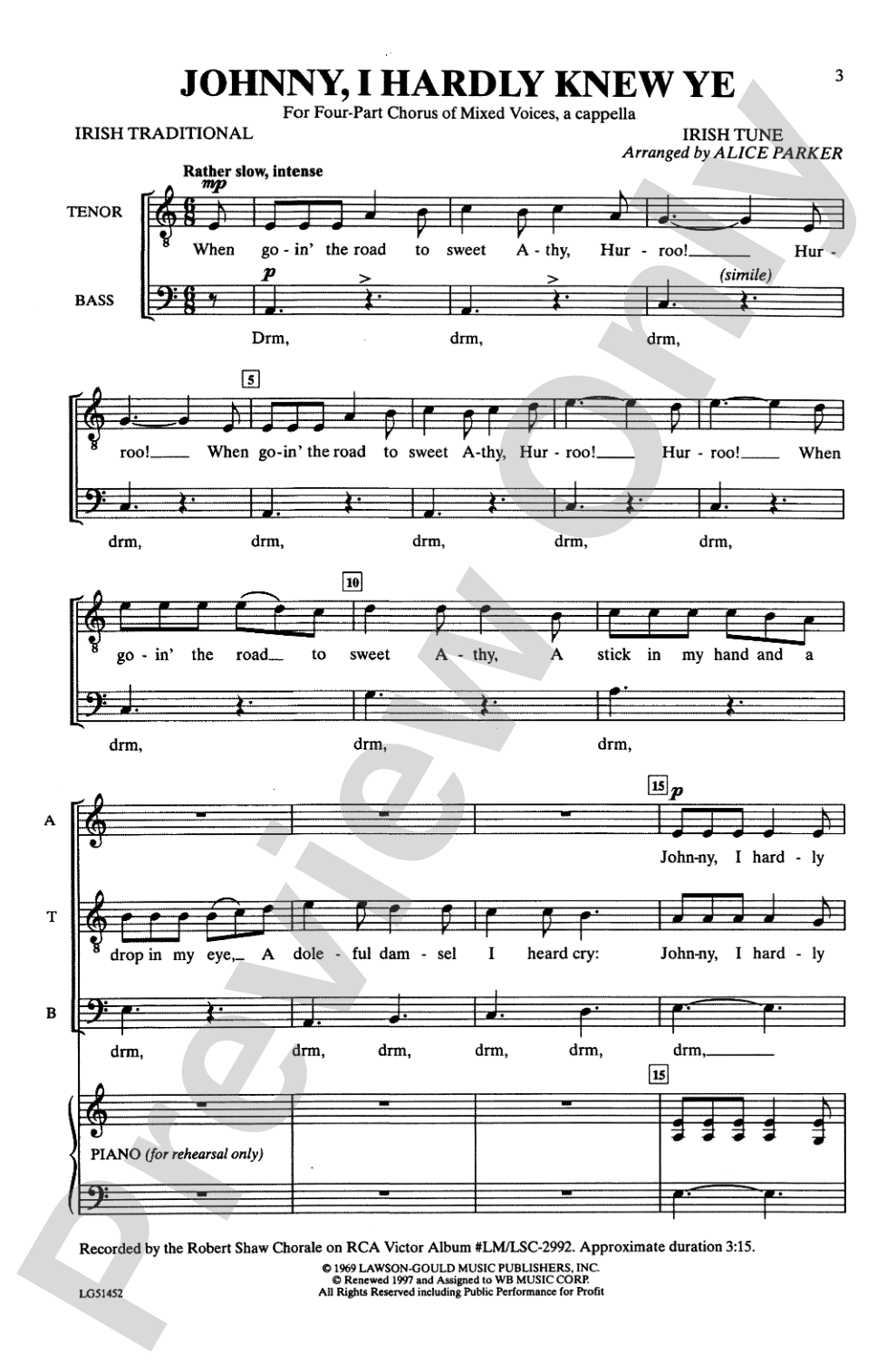Johnny, I Hardly Knew Ye: SATB Choral Octavo