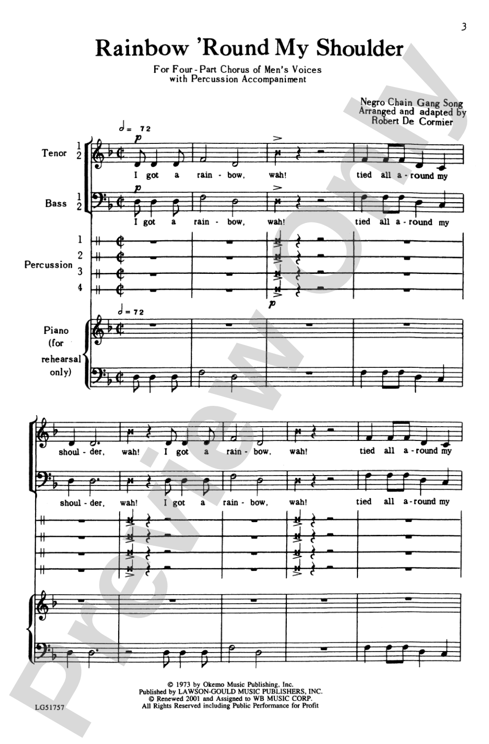 Rainbow 'Round My Shoulder: TTBB Choral Octavo