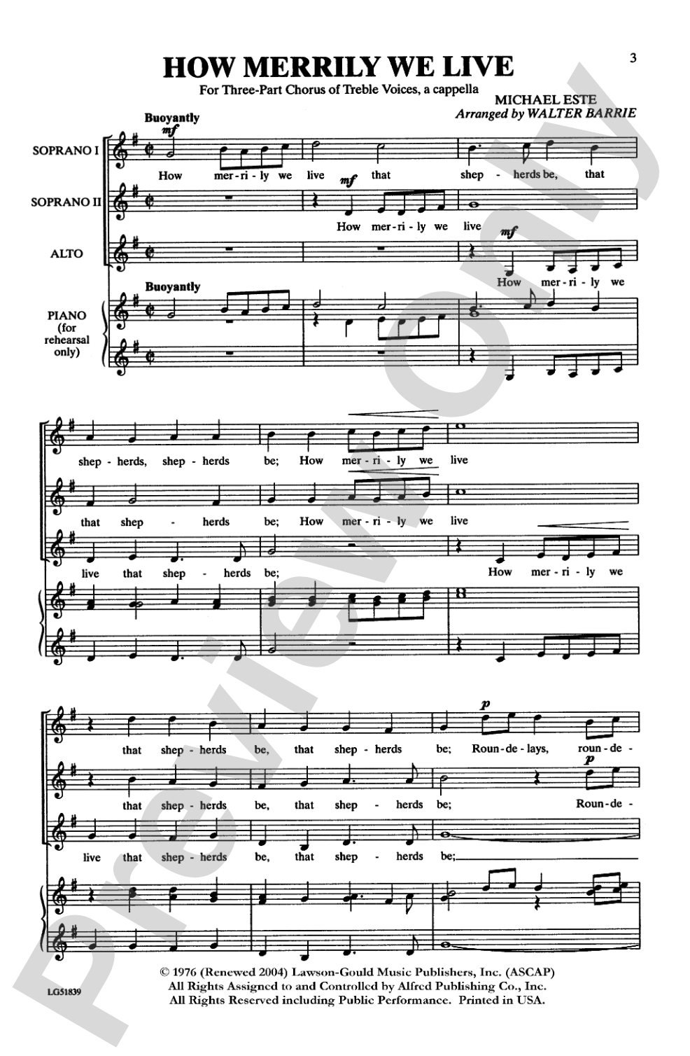 How Merrily We Live: SSA Choral Octavo