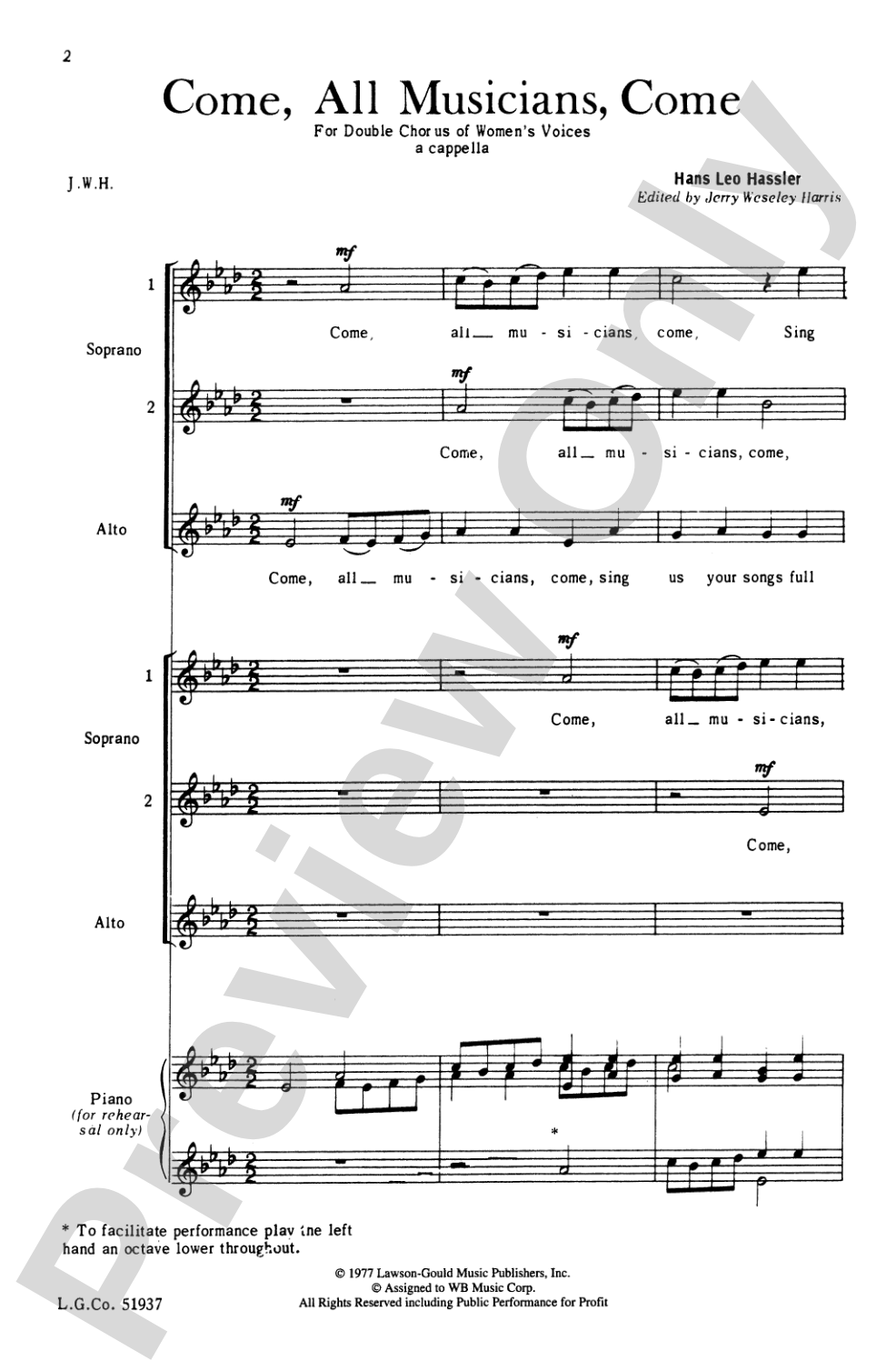 Come, All Musicians, Come: SSA Choral Octavo