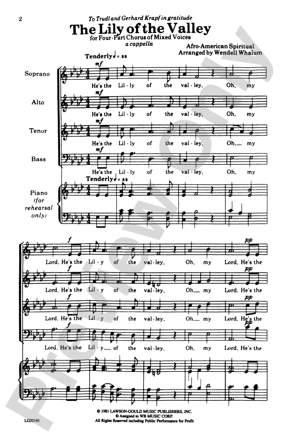 The Lily of the Valley: SATB Choral Octavo