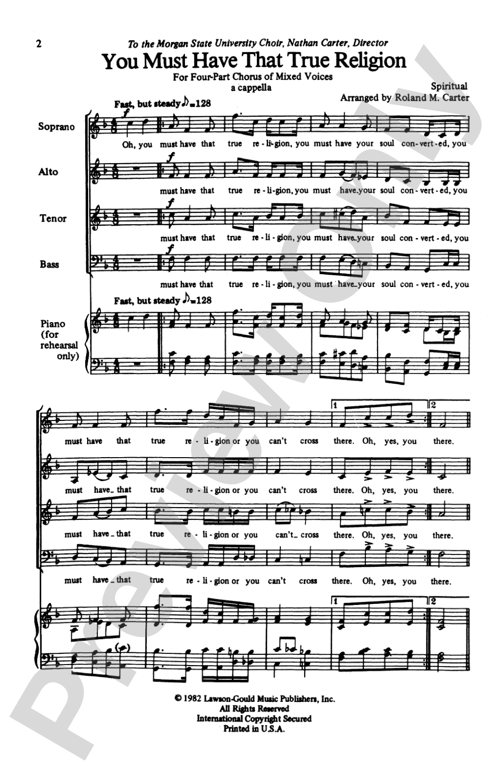 You Must Have That True Religion: SATB Choral Octavo
