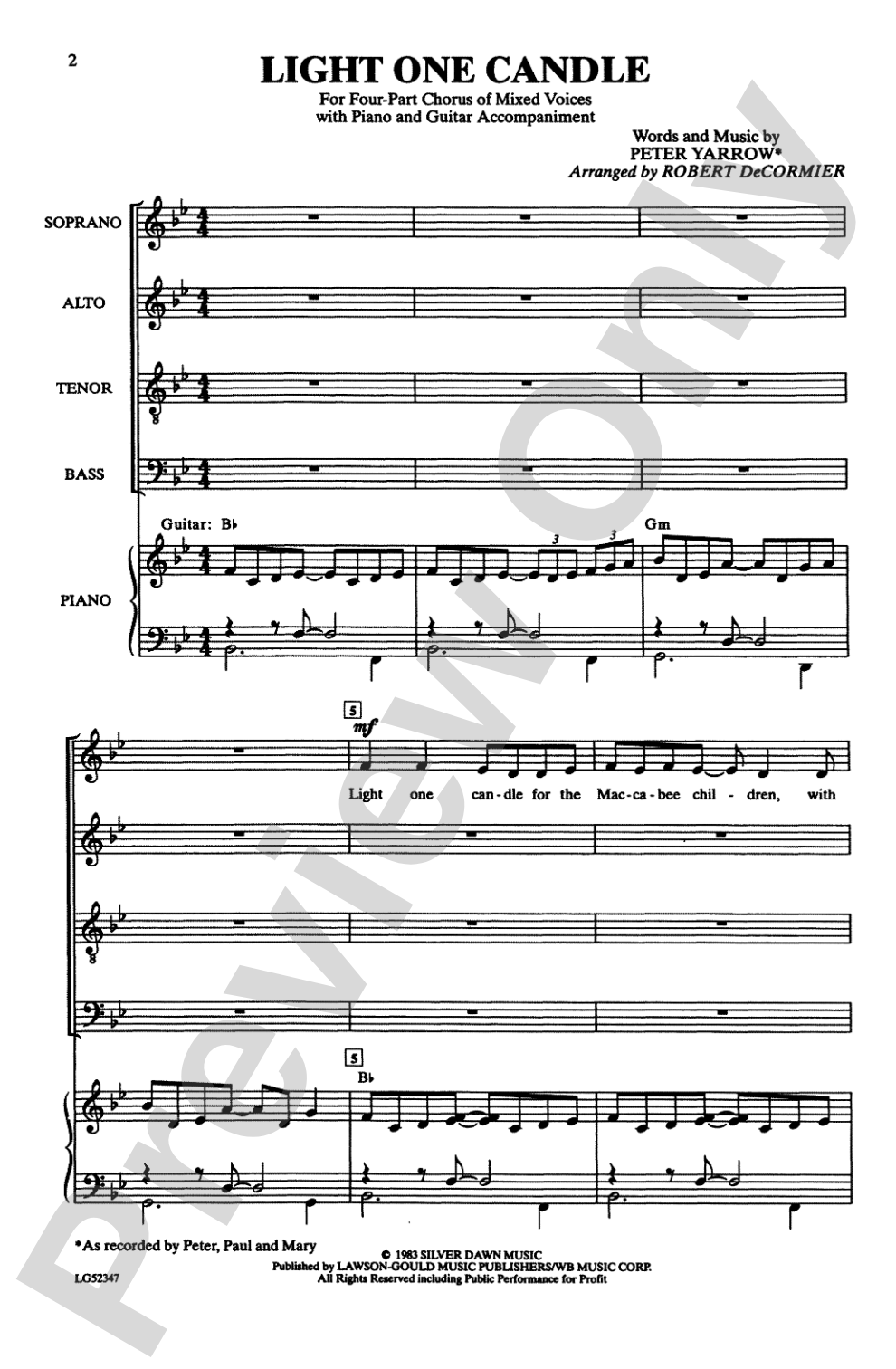 Light One Candle: SATB Choral Octavo