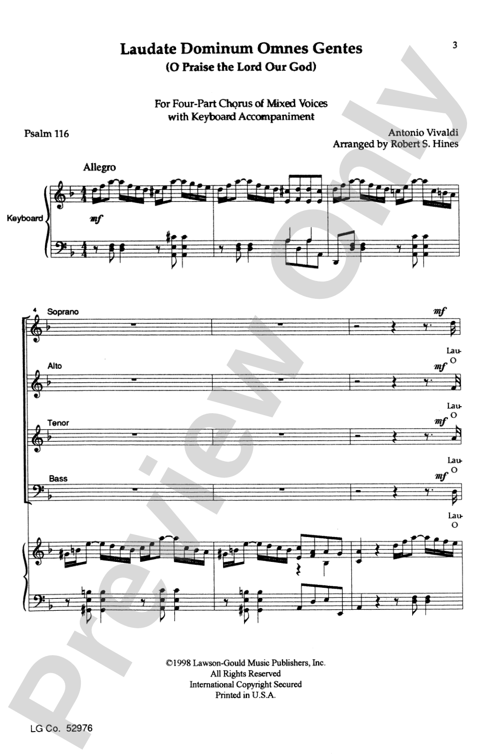 Laudate Dominum Omnes Gentes: SATB Choral Octavo