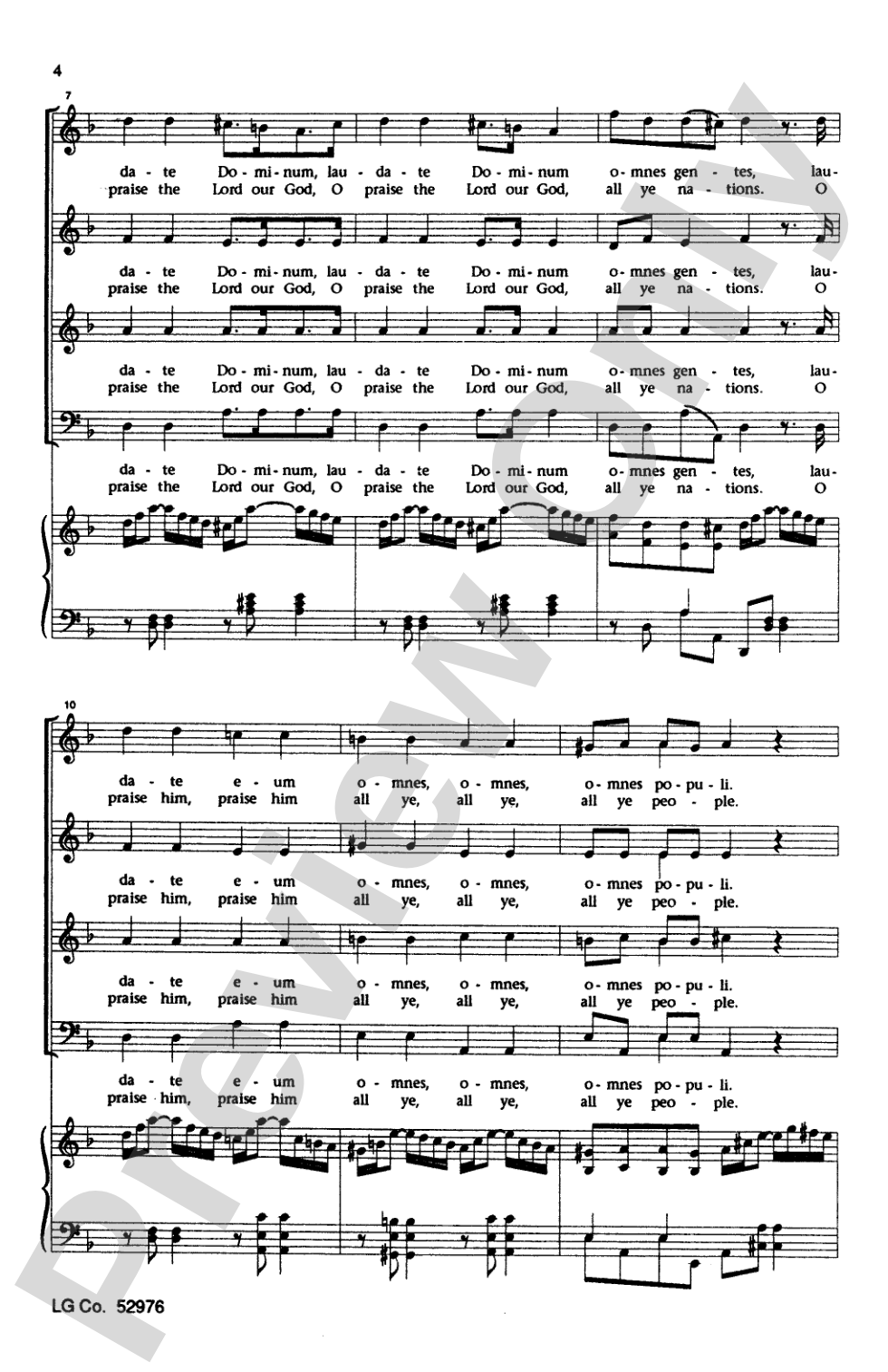 Laudate Dominum Omnes Gentes: SATB Choral Octavo