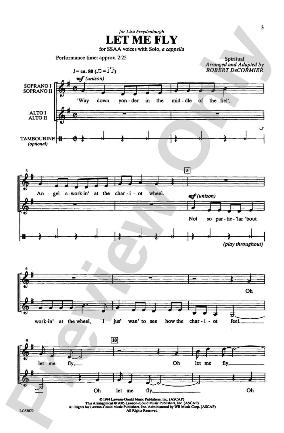 Let Me Fly: SSAA and Solo, <I>a cappella</I> Choral Octavo