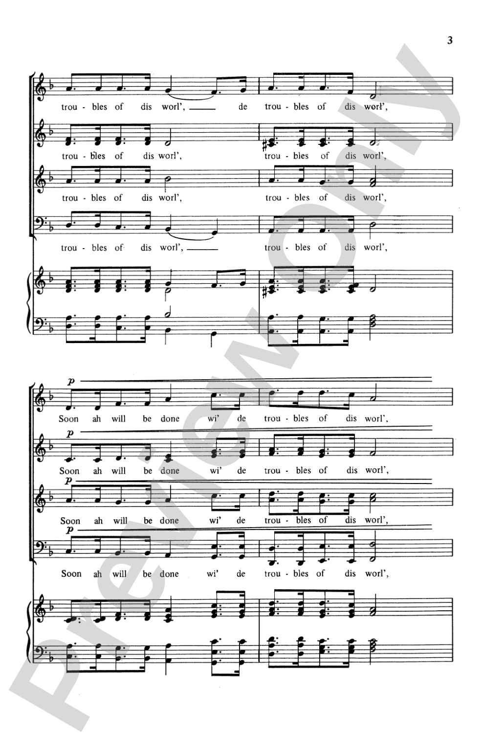 Soon Ah Will Be Done Wi' de Troubles of Dis Worl': SATB Choral Octavo