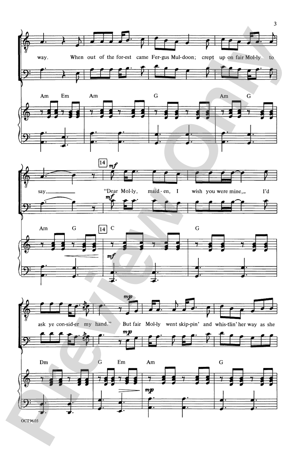 Fergus an' Molly (from <I>Celtic Songs</I>): TTBB Choral Octavo