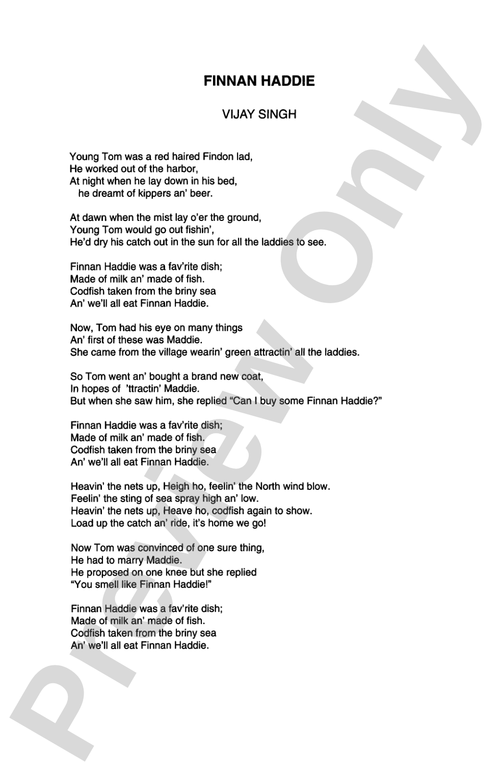 Finnan Haddie (from <I>Celtic Songs</I>): TTBB Choral Octavo