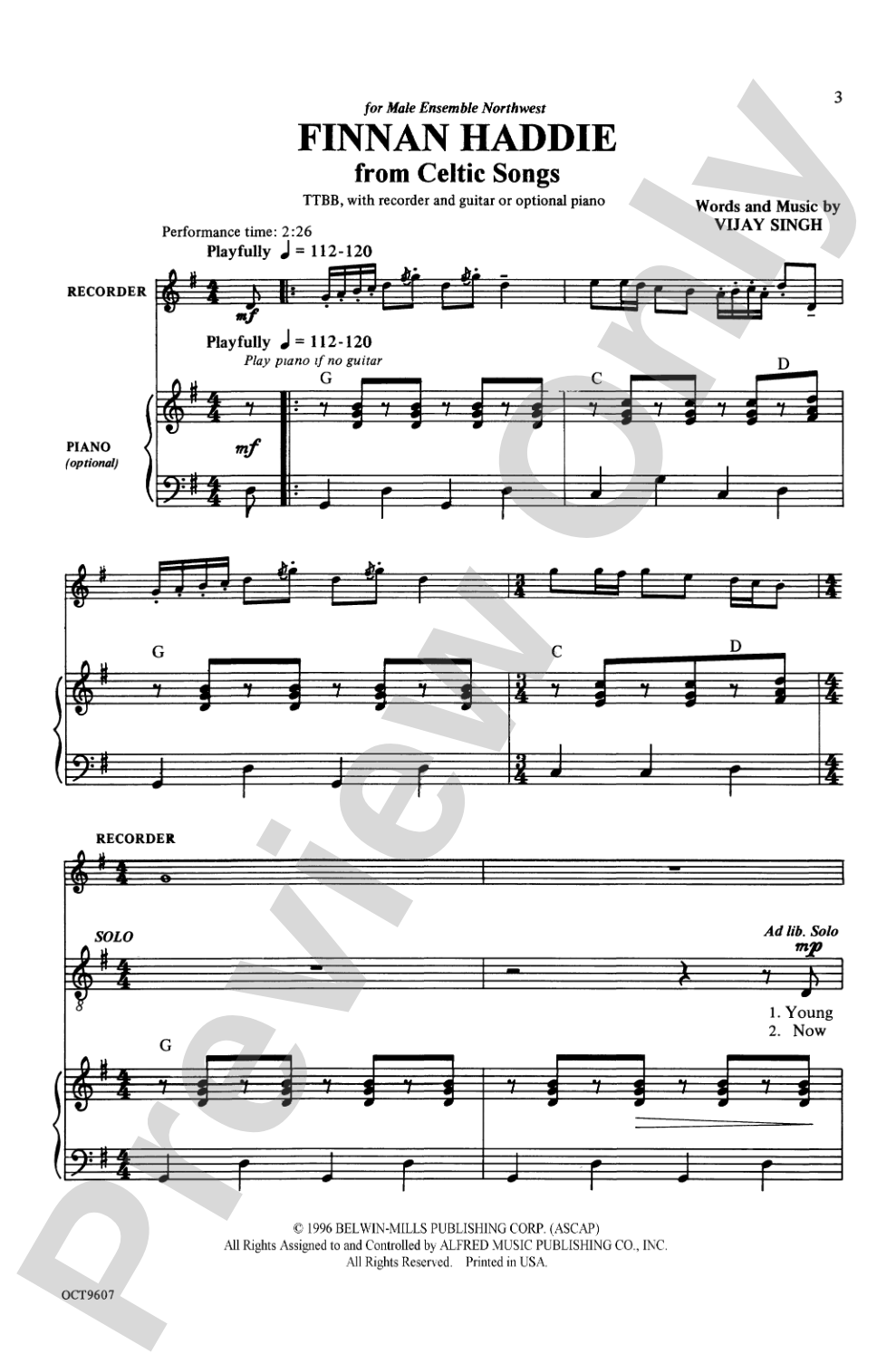 Finnan Haddie (from <I>Celtic Songs</I>): TTBB Choral Octavo