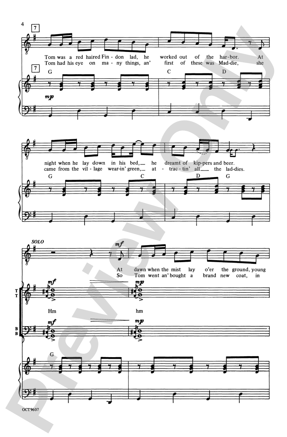 Finnan Haddie (from <I>Celtic Songs</I>): TTBB Choral Octavo