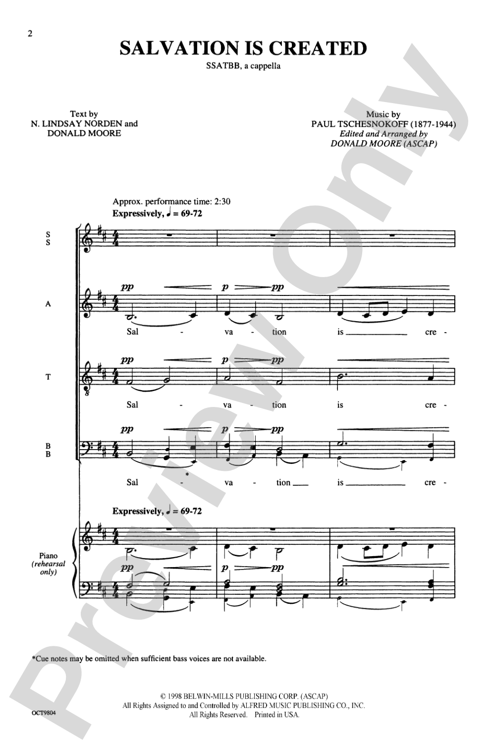 Salvation Is Created: SSATBB, <I>a cappella</I> Choral Octavo