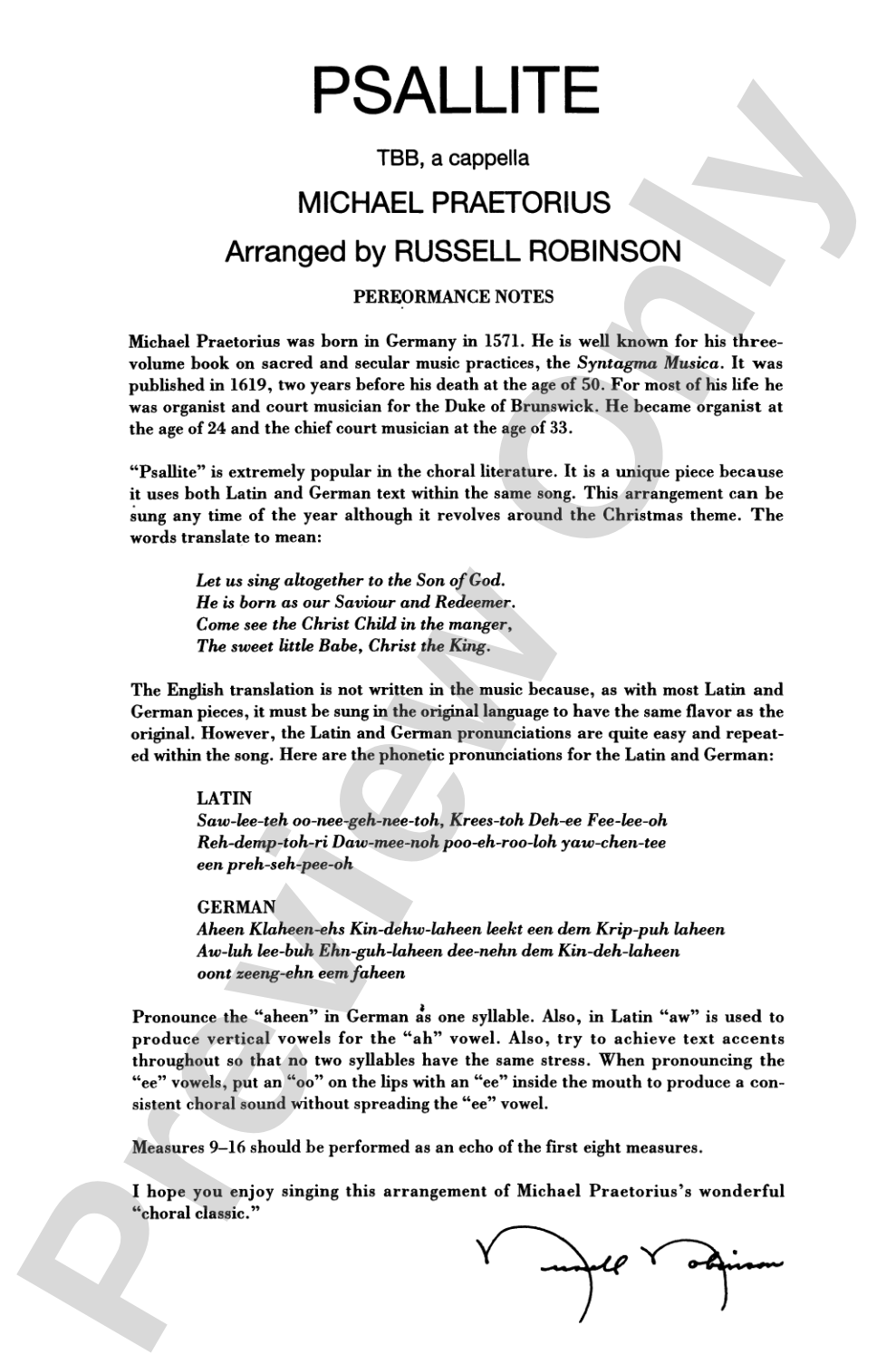 Psallite: TBB, <I>a cappella</I> Choral Octavo