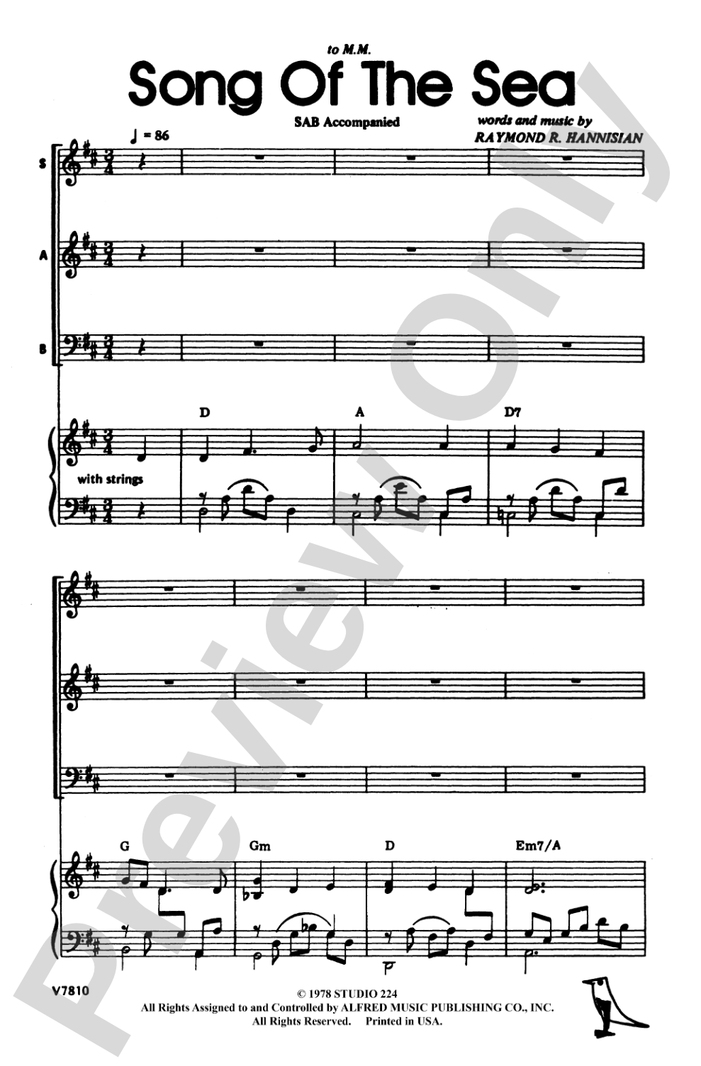 Song of the Sea: SAB Choral Octavo