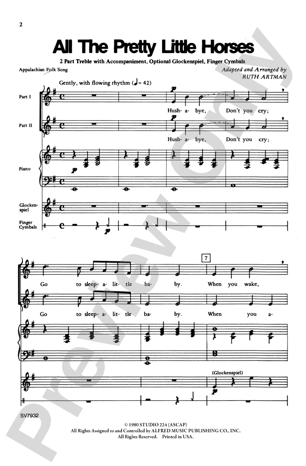 All the Pretty Little Horses: 2-Part Choral Octavo