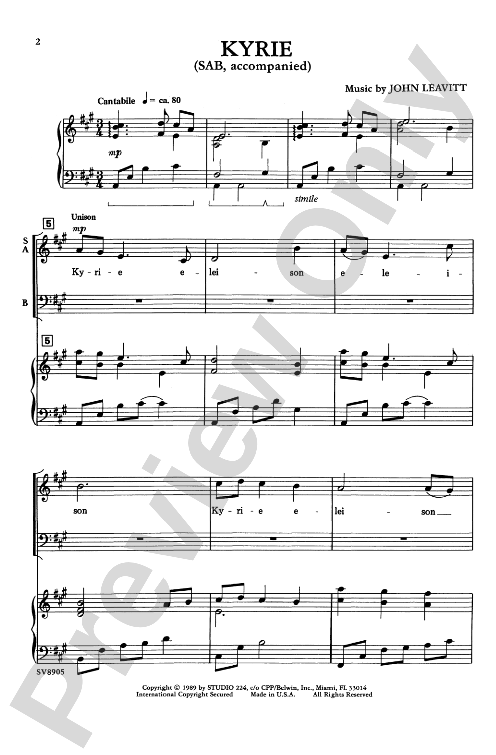 Kyrie: SAB Choral Octavo