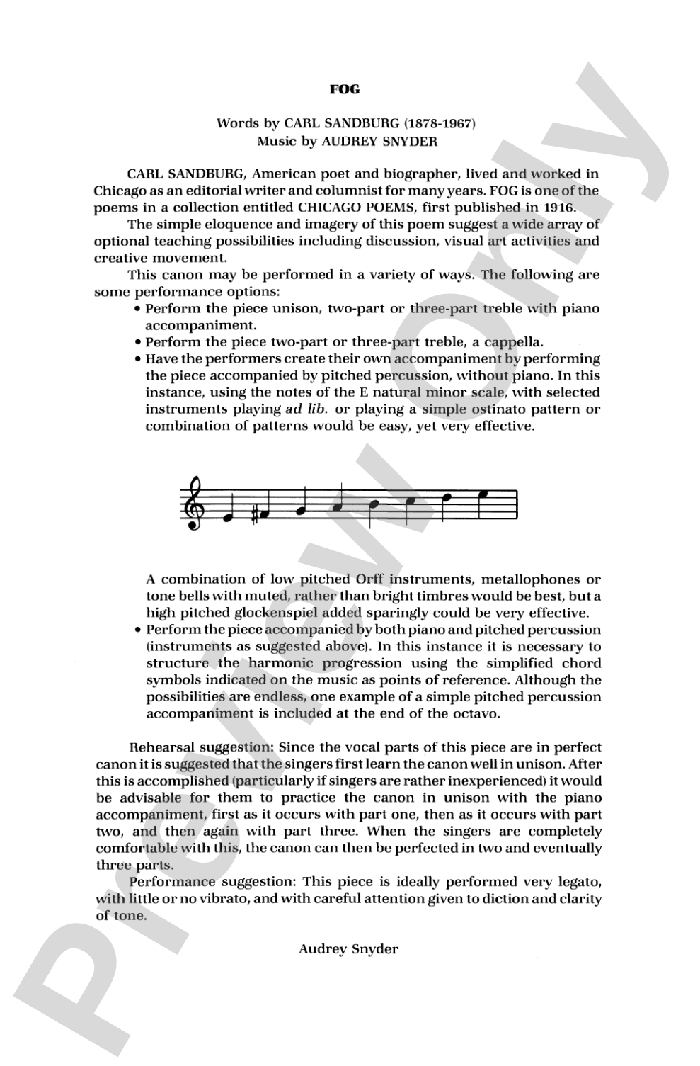 Fog: Unison, 2-Part, or 3-Part Treble Choral Octavo
