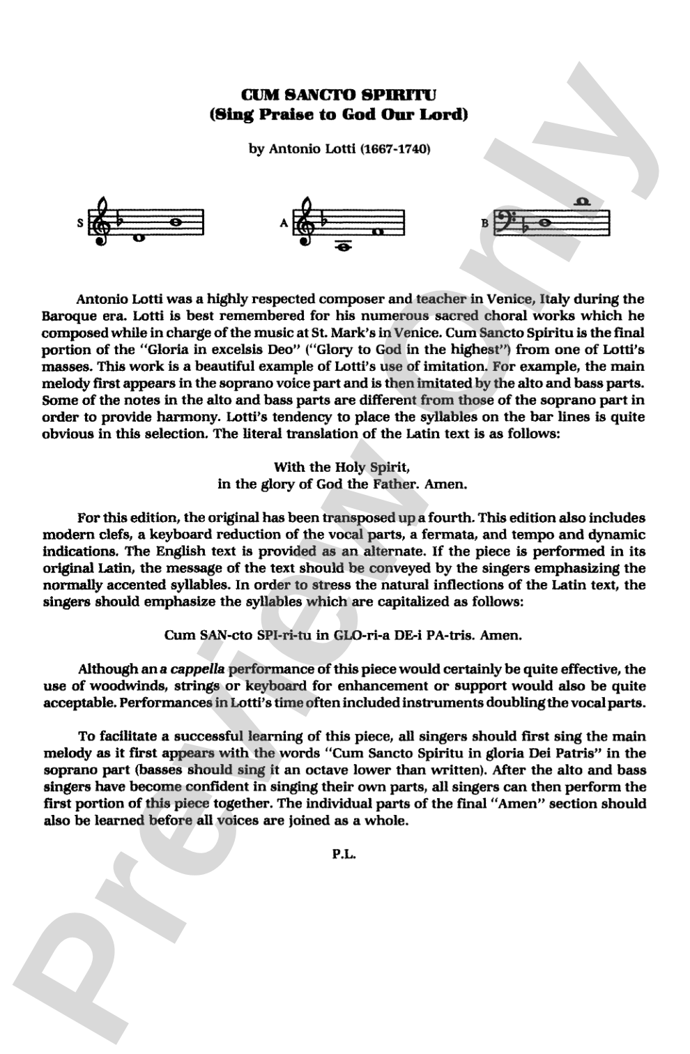 Cum Sancto Spiritu: SAB, <I>a cappella</I> Choral Octavo