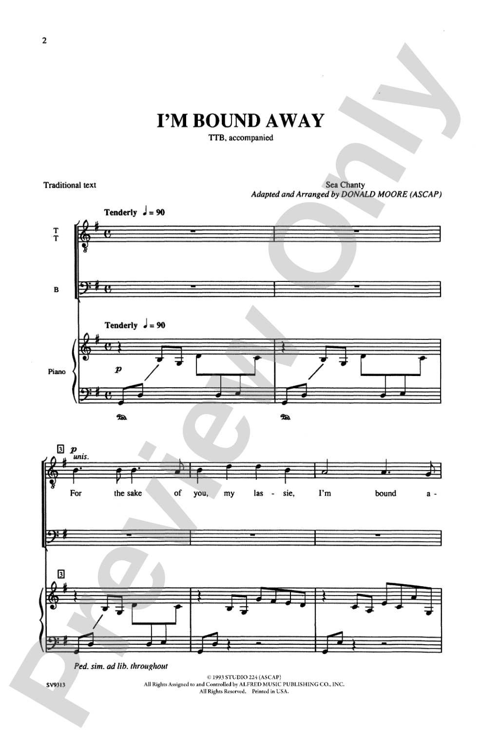I'm Bound Away: TTB Choral Octavo