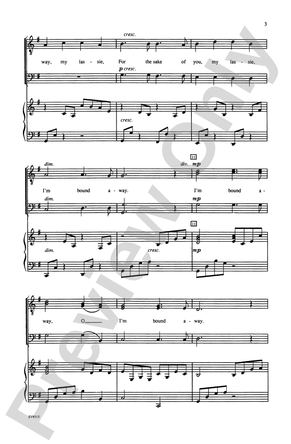 I'm Bound Away: TTB Choral Octavo