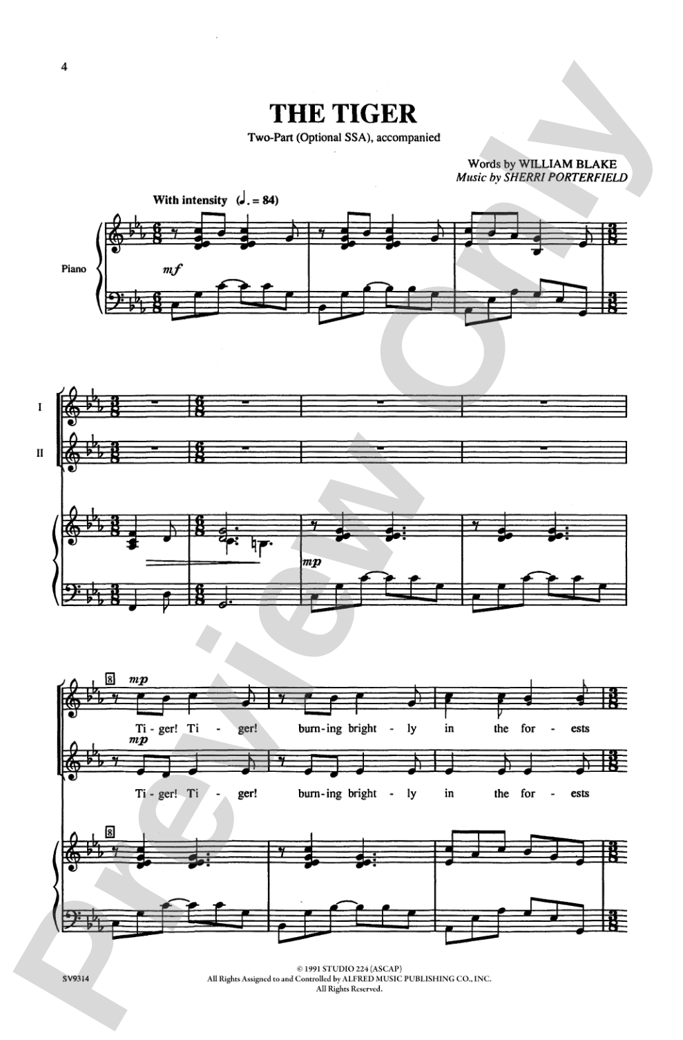 The Tiger: 2-Part Choral Octavo