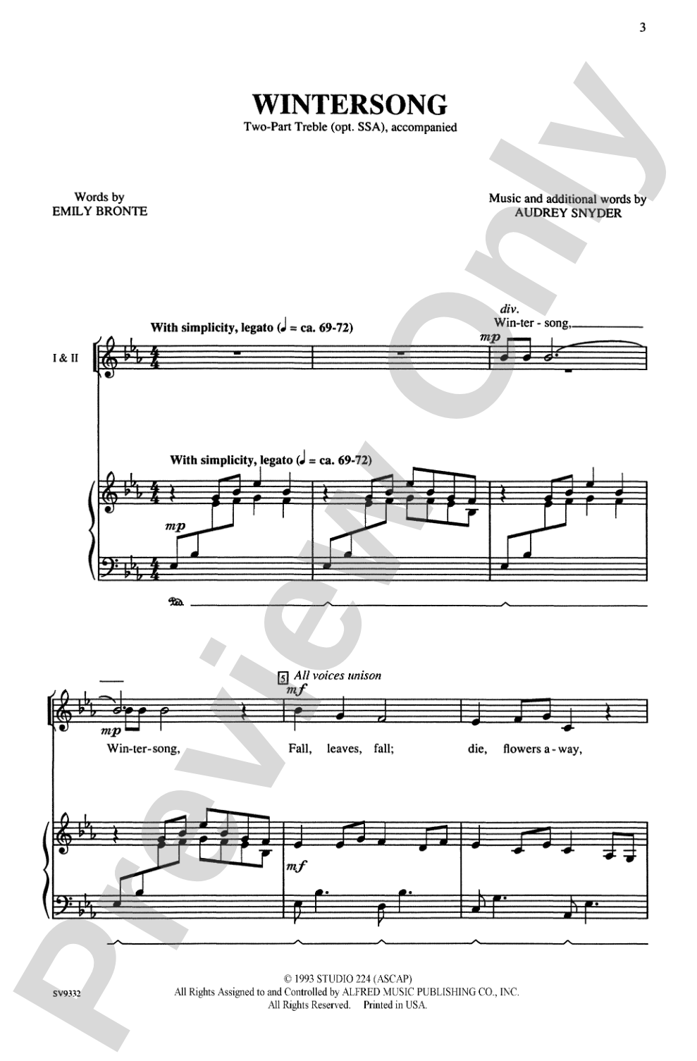 Wintersong: 2-Part Treble/Opt. SSA Choral Octavo